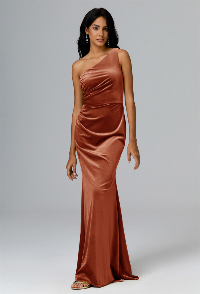 AW Magdalen Burnt Orange  Long Bridesmaid Dresses