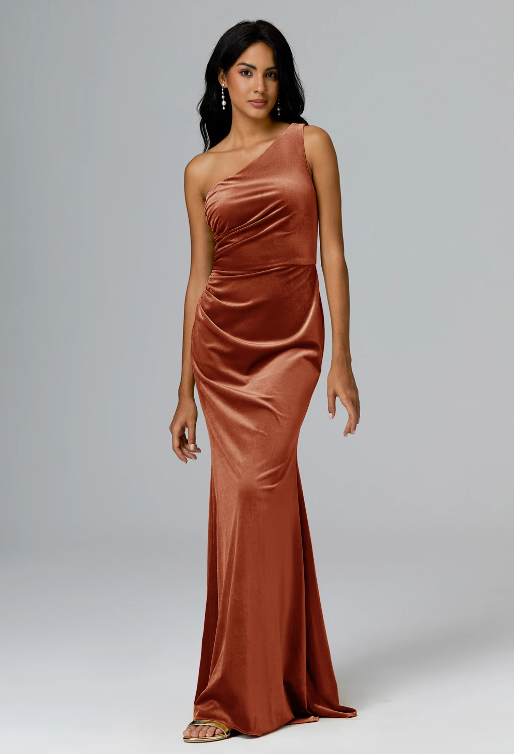 burnt orange bridesmaid dresses uk Cicinia Burnt Orange Bridesmaid Dresses Tulle Off The Shoulder A-Line main image 0