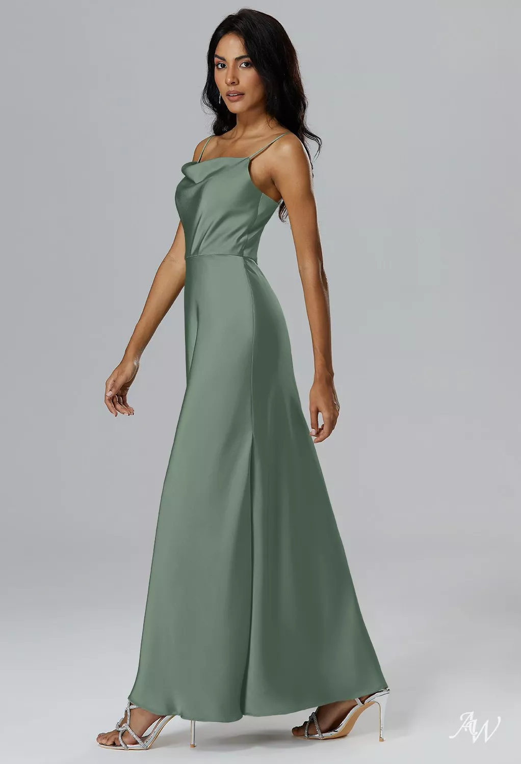 AW Priscilla Dress, Ivory Floor Length Cowl Neckline Bridesmaid Dresses |  AW.Bridal UK