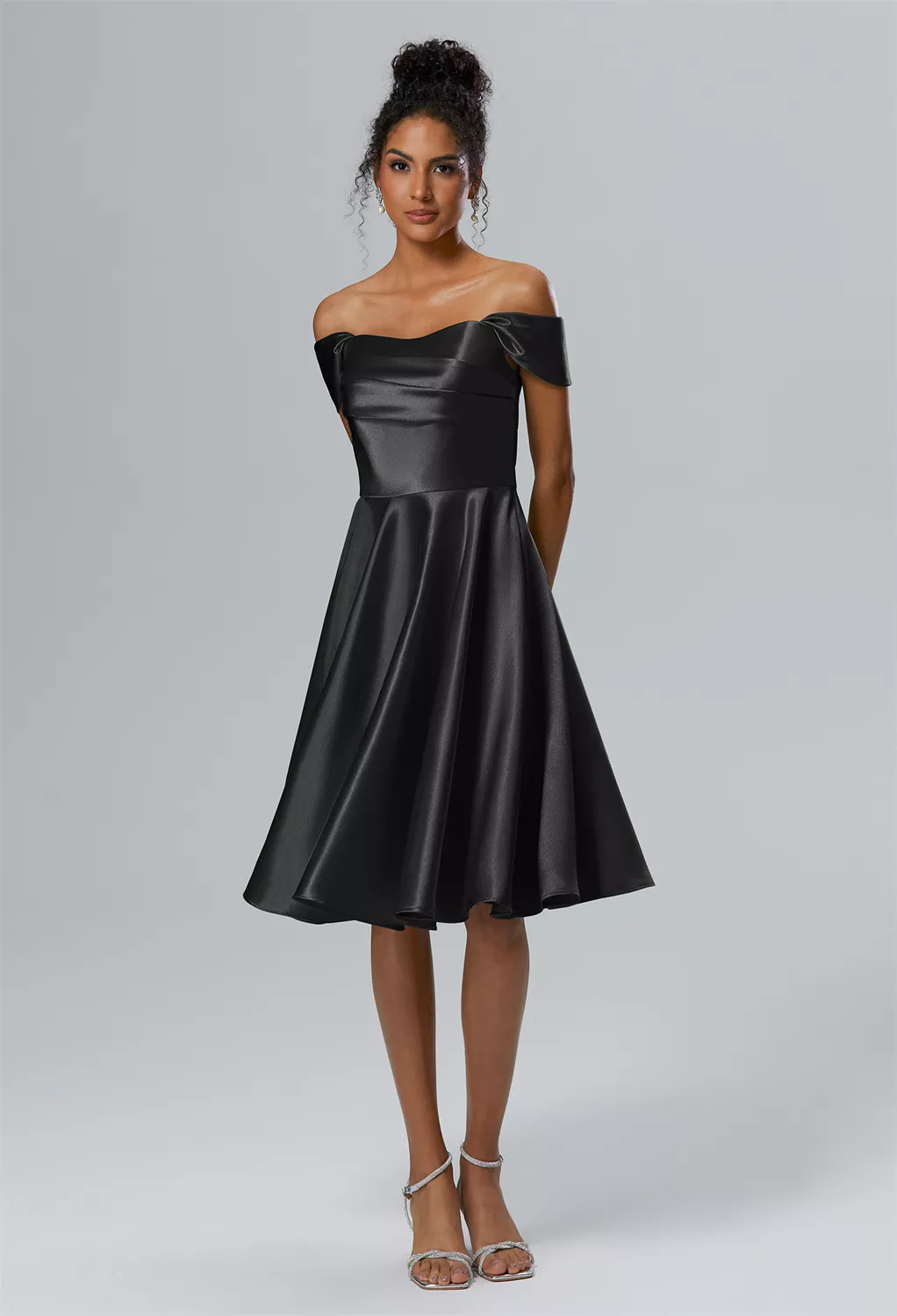 black satin bridesmaid dresses uk Mismatched Black Sexy Side Slit Mermaid Soft Satin Long Bridesmaid Dre –  chicsewuk main image 1