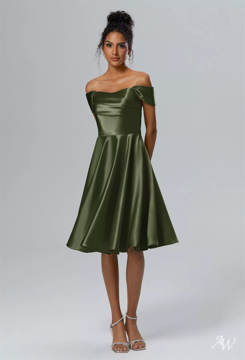 olive green satin bridesmaid dresses uk Olive Green Bow Bridesmaid Dresses