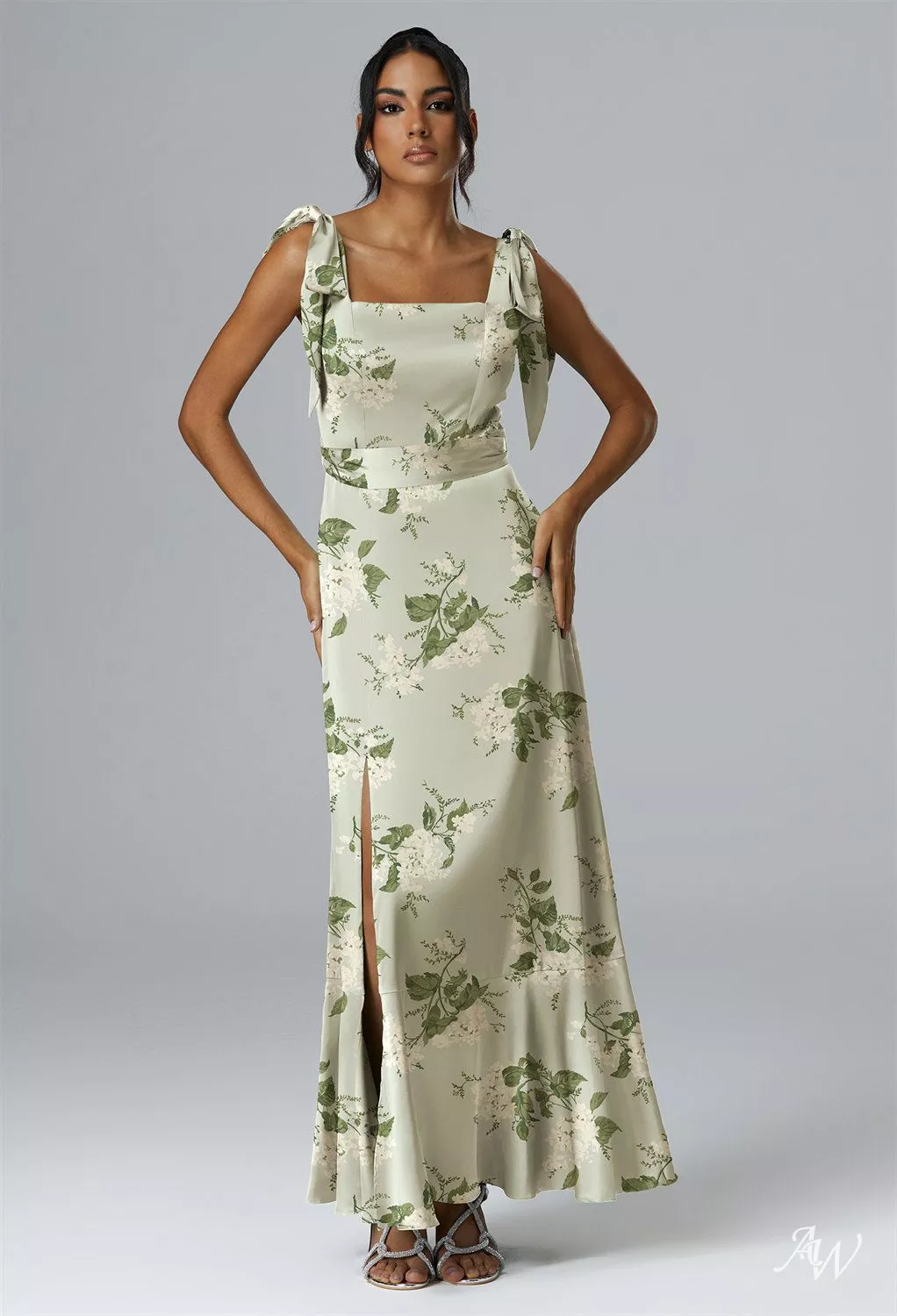 garden party dress uk AW Solstice Dress, Dusty Blue Ankle Length Square Neckline Bridesmaid  Dresses