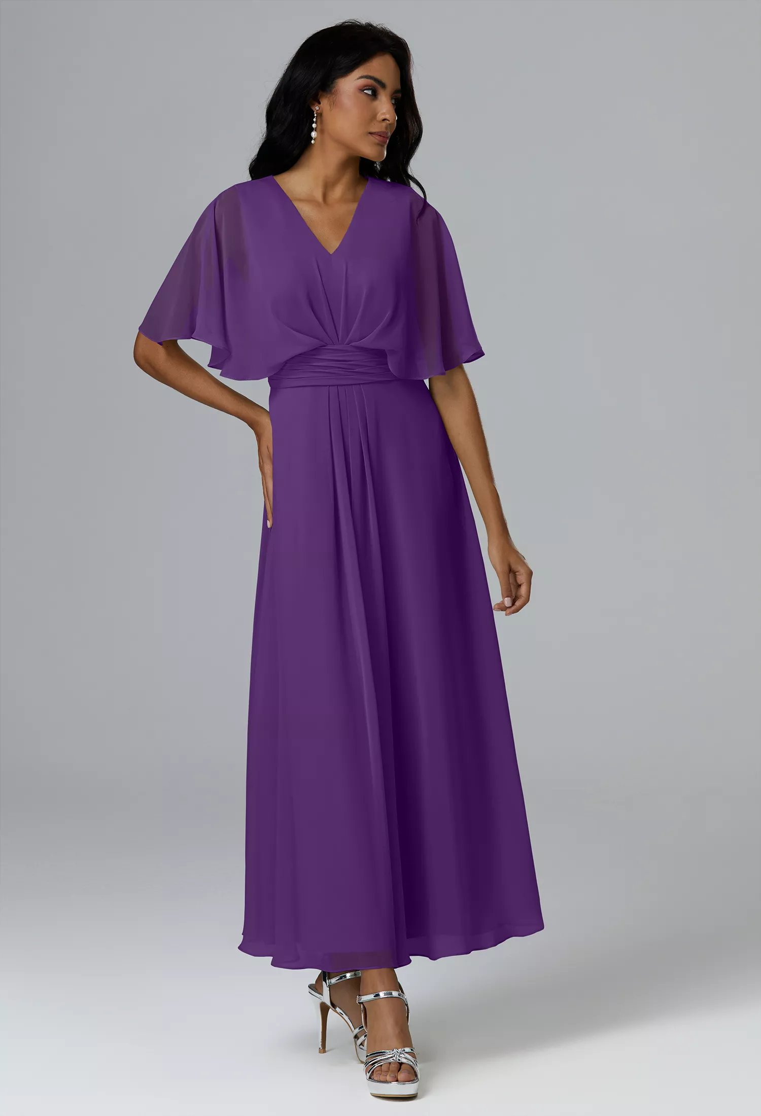 plus size purple bridesmaid dresses uk Dark Purple Inifity Chiffon Bridesmaid Dresses Plus Size  Lisposa