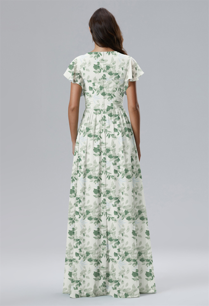 AW Dulcimer Tea Green Shade  Floral Bridesmaid Dresses