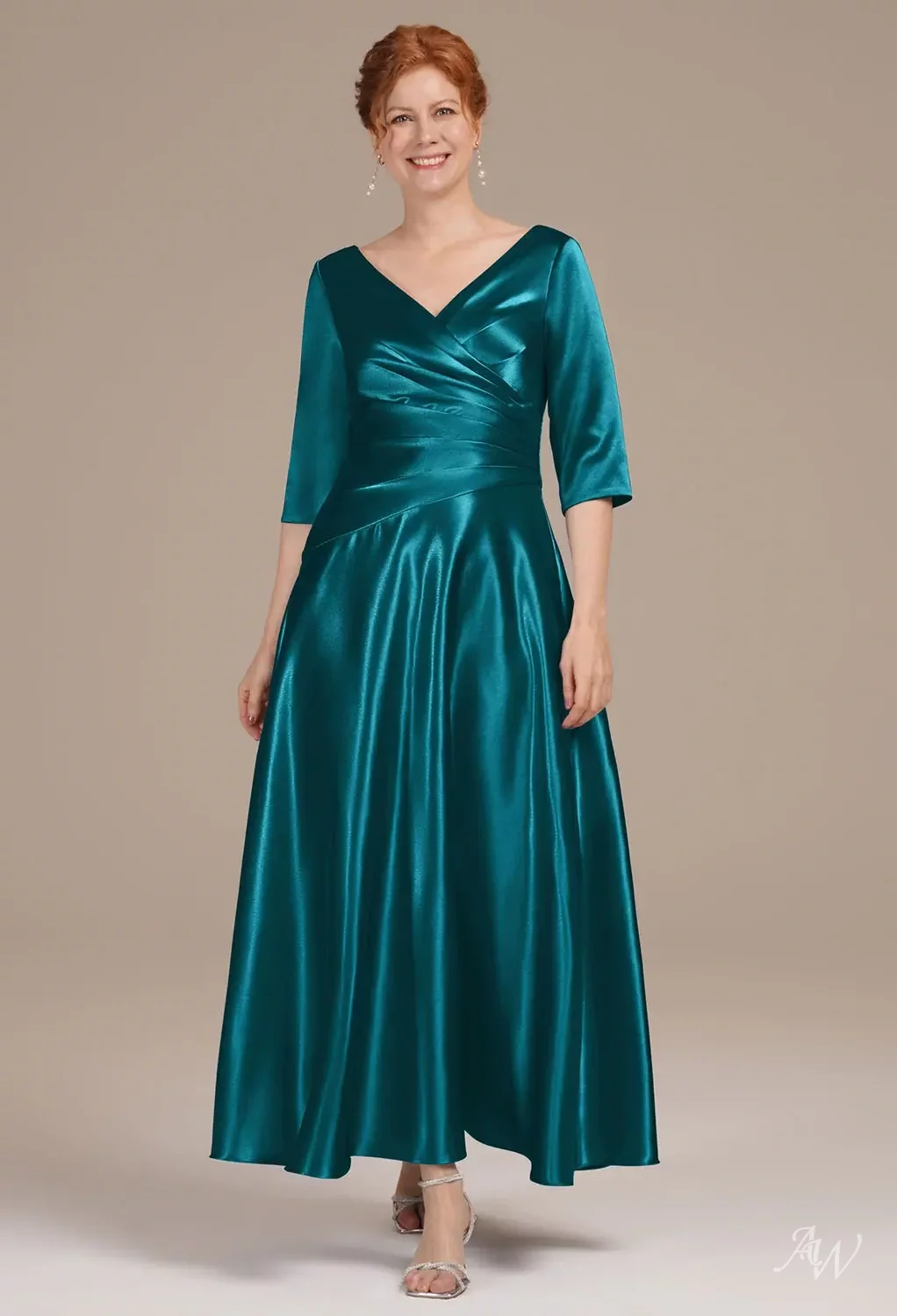 ankle length mother of the bride dresses uk Ready To Ship Two-Tone Pleated Ankle Length Mother of Bride Dress