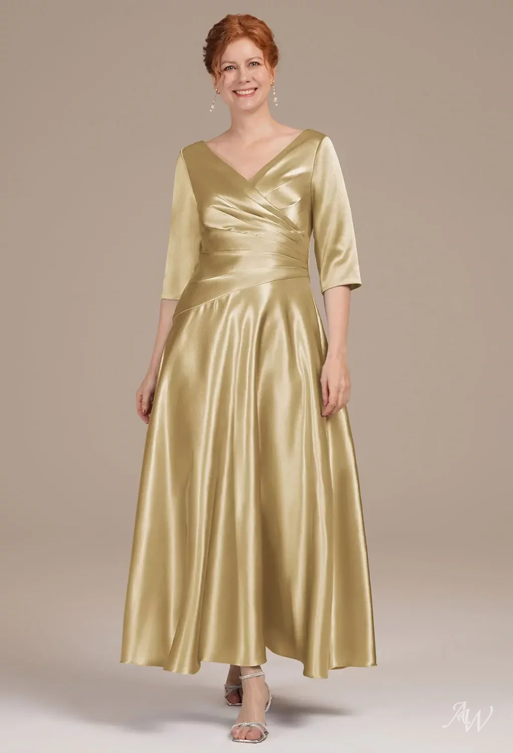 gold mother of the bride dresses uk Long Embroidered Gown Cap Sleeves Rose Gold Sequins Mother Of The Brid main image 1