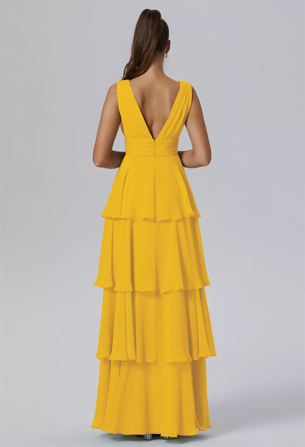 one shoulder mesh bridesmaid dress Our Allegra Yellow Bridesmaid Dress main image 0