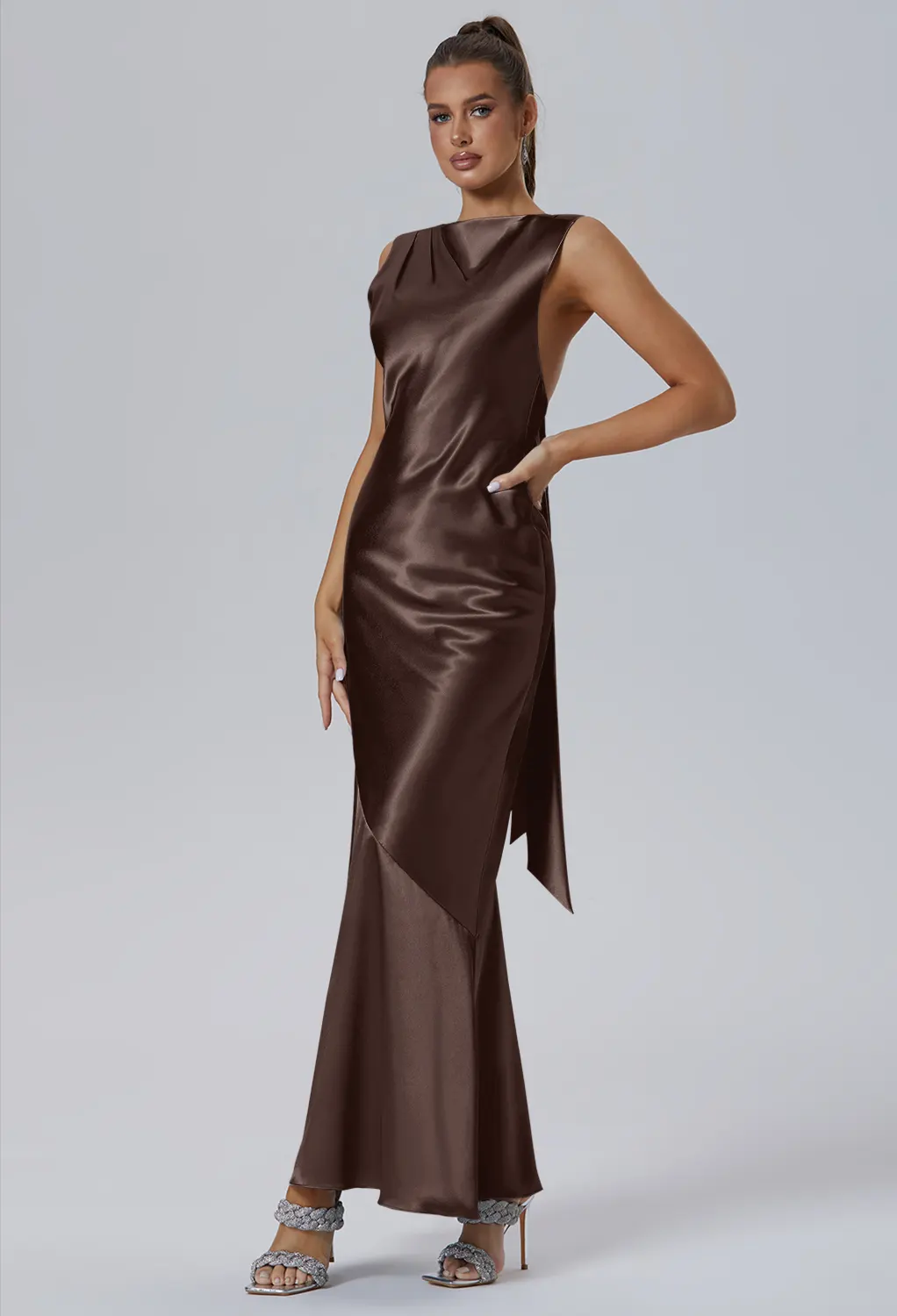 brown wedding guest dress uk WEDTREND Women Brown Mermaid Long Mother of the Bride Dress with Ruffles  Chiffon Off the Shoulder Wedding Guest Dress with Appliques  Wedtrend UK