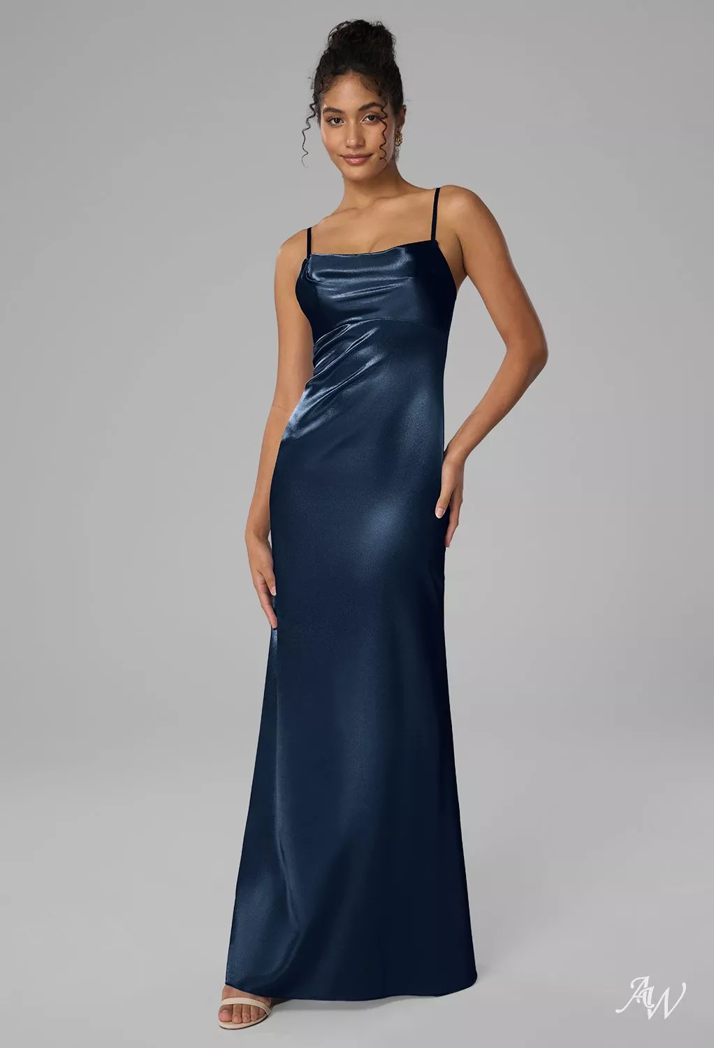 AW Morgan Crystal Satin Dark Navy Bridesmaid Dresses | AW.Bridal UK