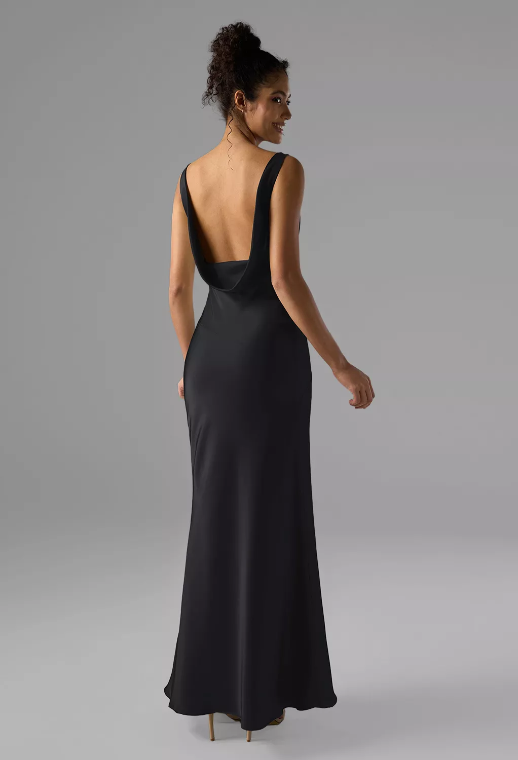 elegant black bridesmaid dresses uk Elegant Black Bridesmaid Dresses Uk Floor Length A-Line Spaghetti Spli main image 0