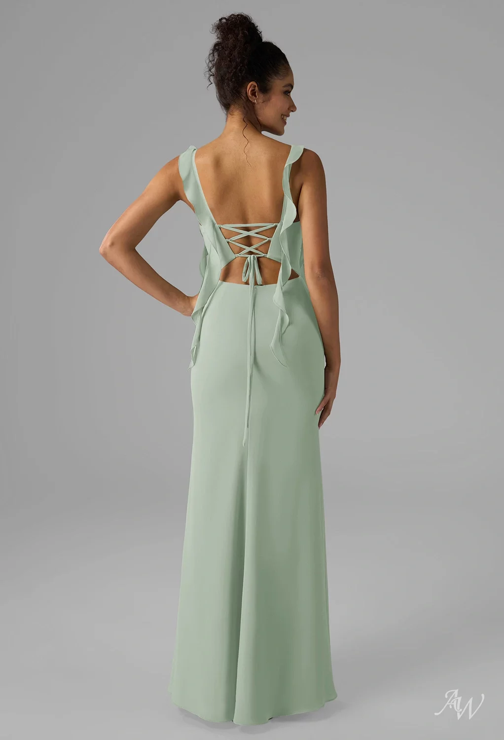 sage green dresses uk Wedtrend Women Dusty Sage Floor Length Bridesmaid Dress with Slit A-Line  Square Neck Print Floral Wedding Guest Dress  Wedtrend UK