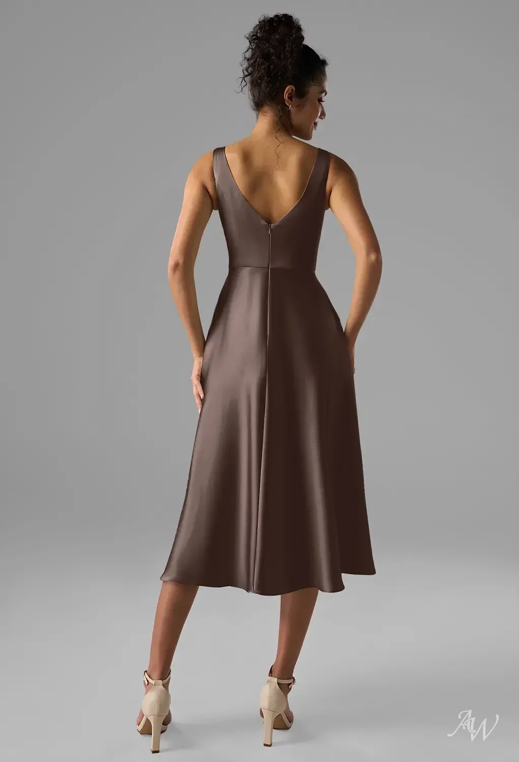 AW Asa Satin Charmeuse Seal Brown Bridesmaid Dresses | AW.Bridal UK