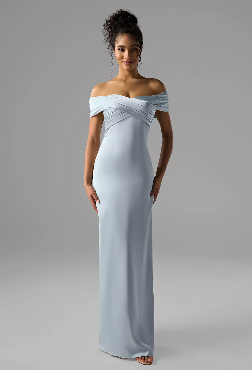 off the shoulder bridesmaid dresses uk Zapaka Women Sky Blue Long Bridesmaid Dress with Slit Off the Shoulder A  Line Wedding Guest Dress – ZAPAKA UK