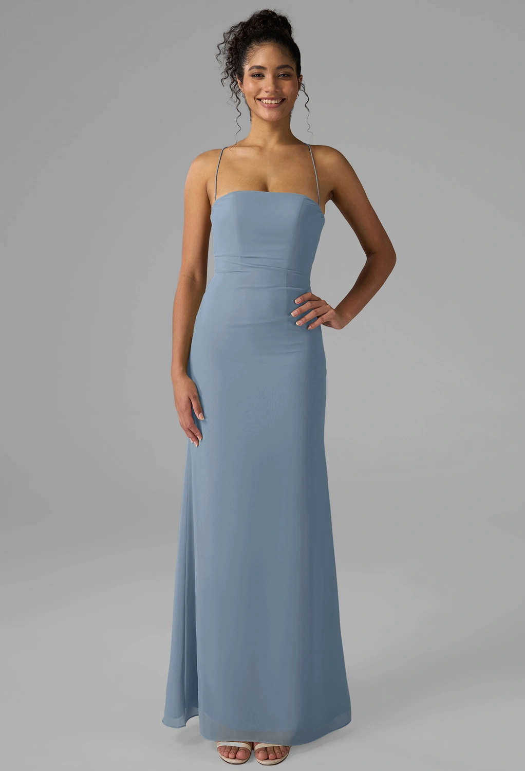 Light Dusty Blue, Chiffon Bridesmaid Dresses Page 2