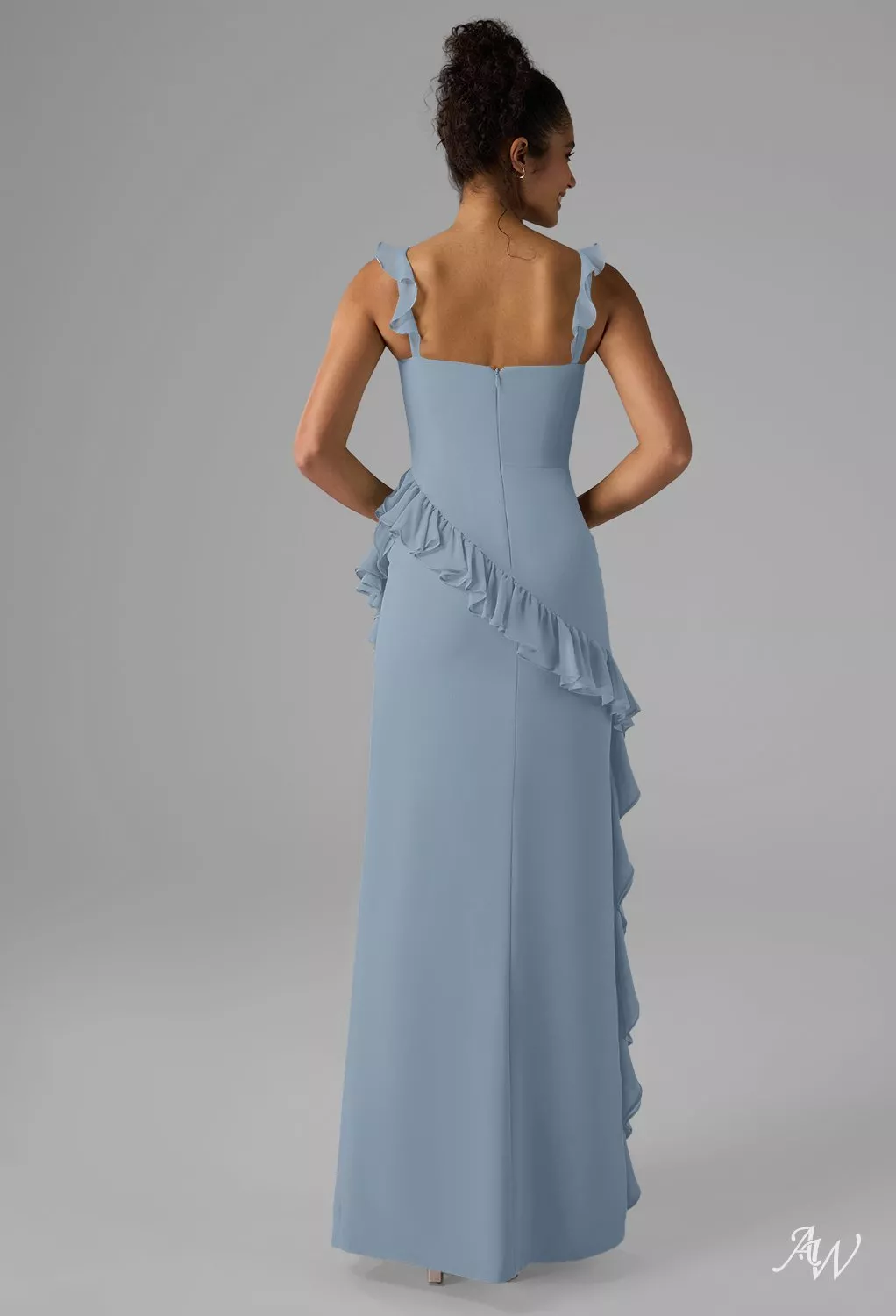 allure bridal bridesmaid dress prices One Shoulder Chiffon Maxi Bridesmaid Dress Aqua  Krisp