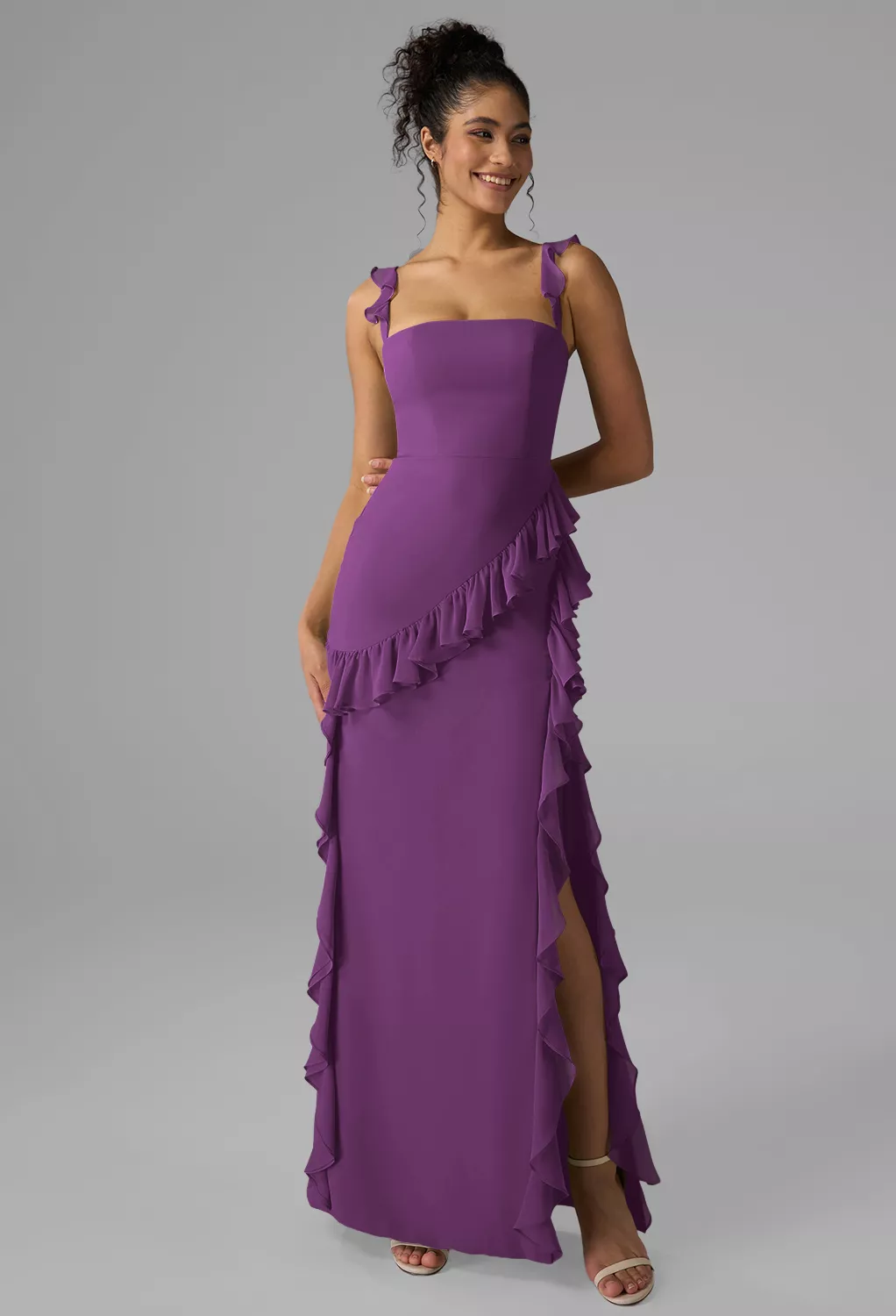 blue dress for baby girl Regency Purple Bridesmaid Dresses Long Bridesmaid Dresses With Short S main image 0
