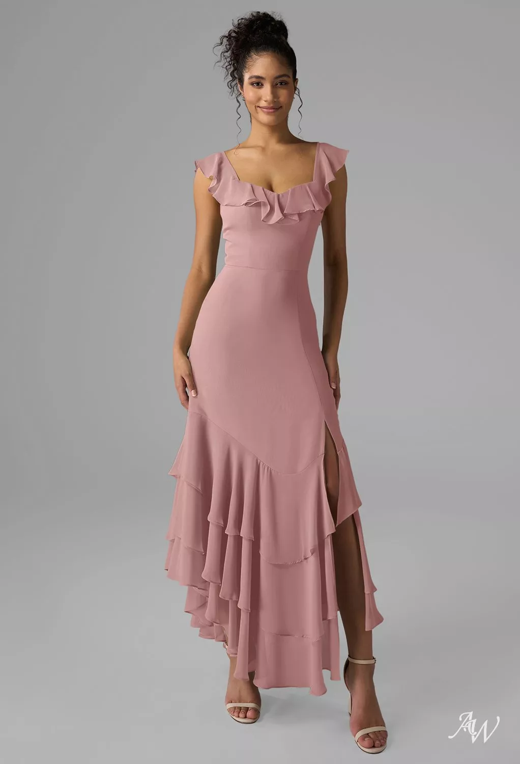 dusty rose pink formal dresses Sparkly Sequins Dusty Rose Prom Dress Appliqued Tulle V Neck Prom Dress