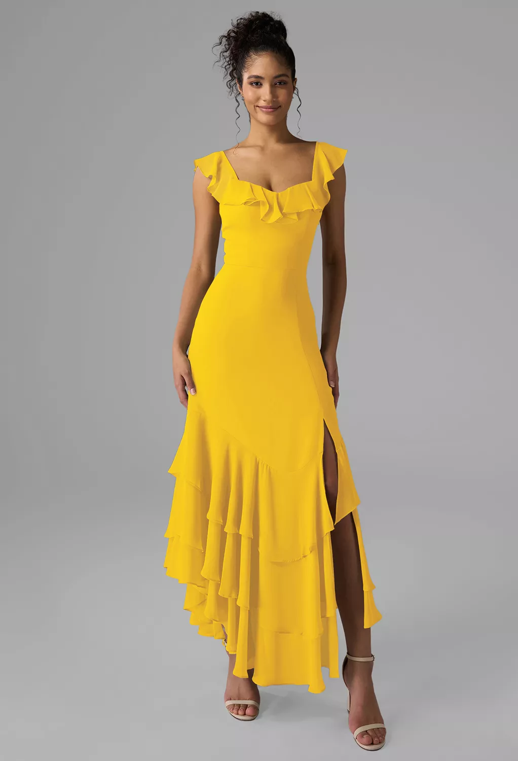 one shoulder mesh bridesmaid dress Green