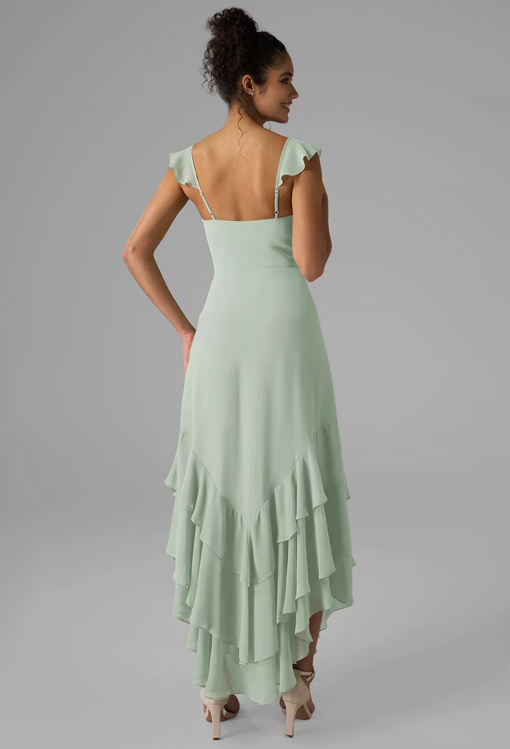 sachin and babi light blue dress Elegant Chiffon Emerald Green Bridesmaid Prom Dress with Simple Long Design