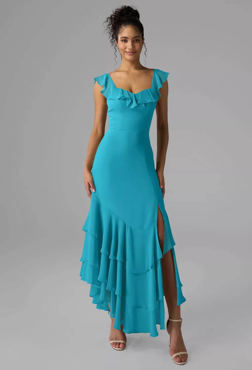 aqua bridesmaid dresses uk V-neck Long Sleeves Prom Dresses main image 1