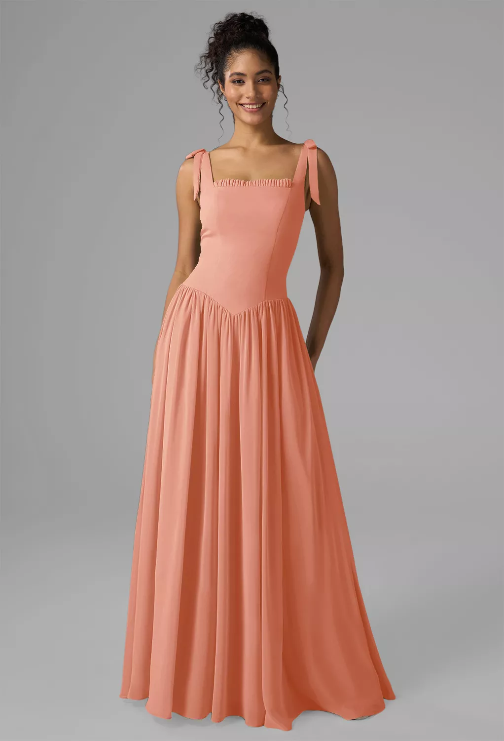 peach bridesmaid dresses uk Peach Sleeveless V-Neck Floor Length Bridesmaid Dresses