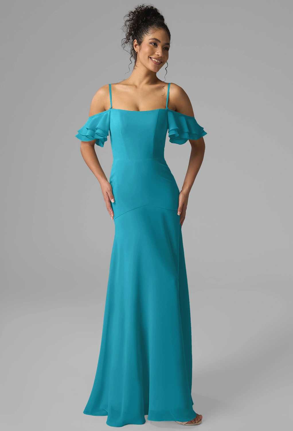 evening dresses for 15 year olds A Line Straps Sexy Split Turquoise Satin Prom Dress JTA6841 main image 1