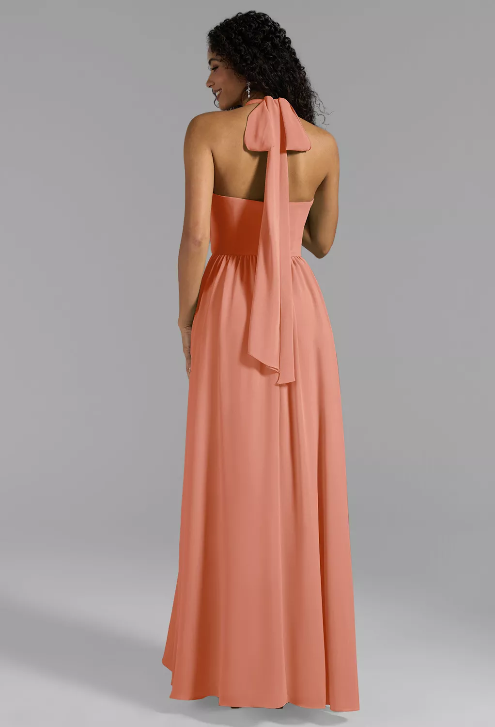 coral convertible bridesmaid dress Long Convertible Satin A-line Slit Dress by Ladivine CD323 – ABC Fashion