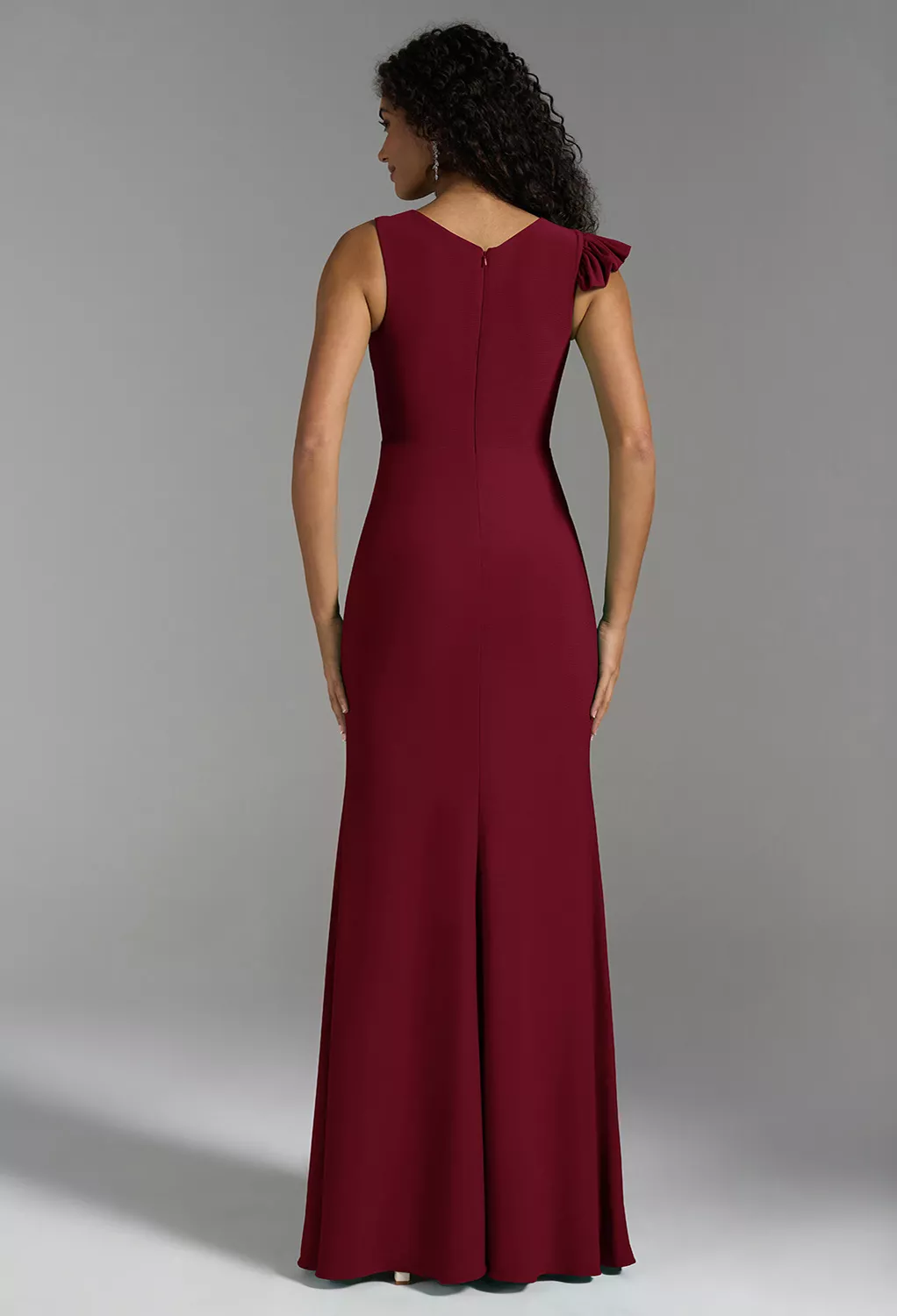 brown amanda uprichard dress Plus Size V-Neck Chiffon Midi Wedding Guest Dress with Flutter Sleeves