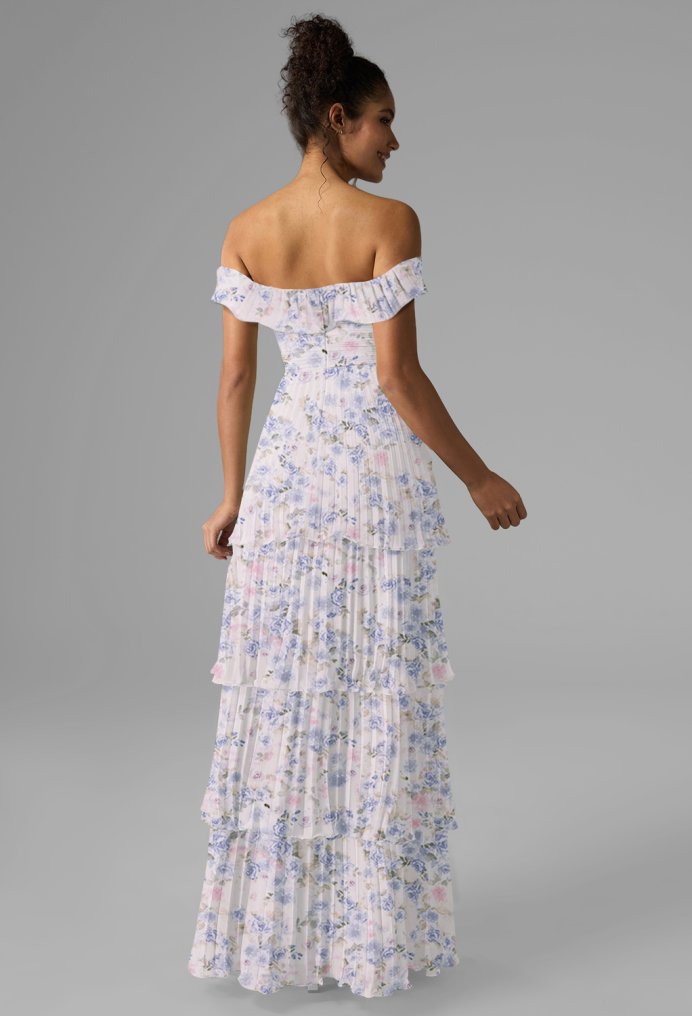 AW Neve Azure Purple Print  Long Bridesmaid Dresses