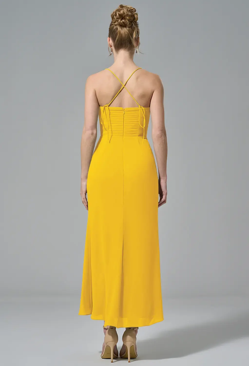 mustard yellow bridesmaid dresses uk Cressida Satin Asymmetric Dress main image 1