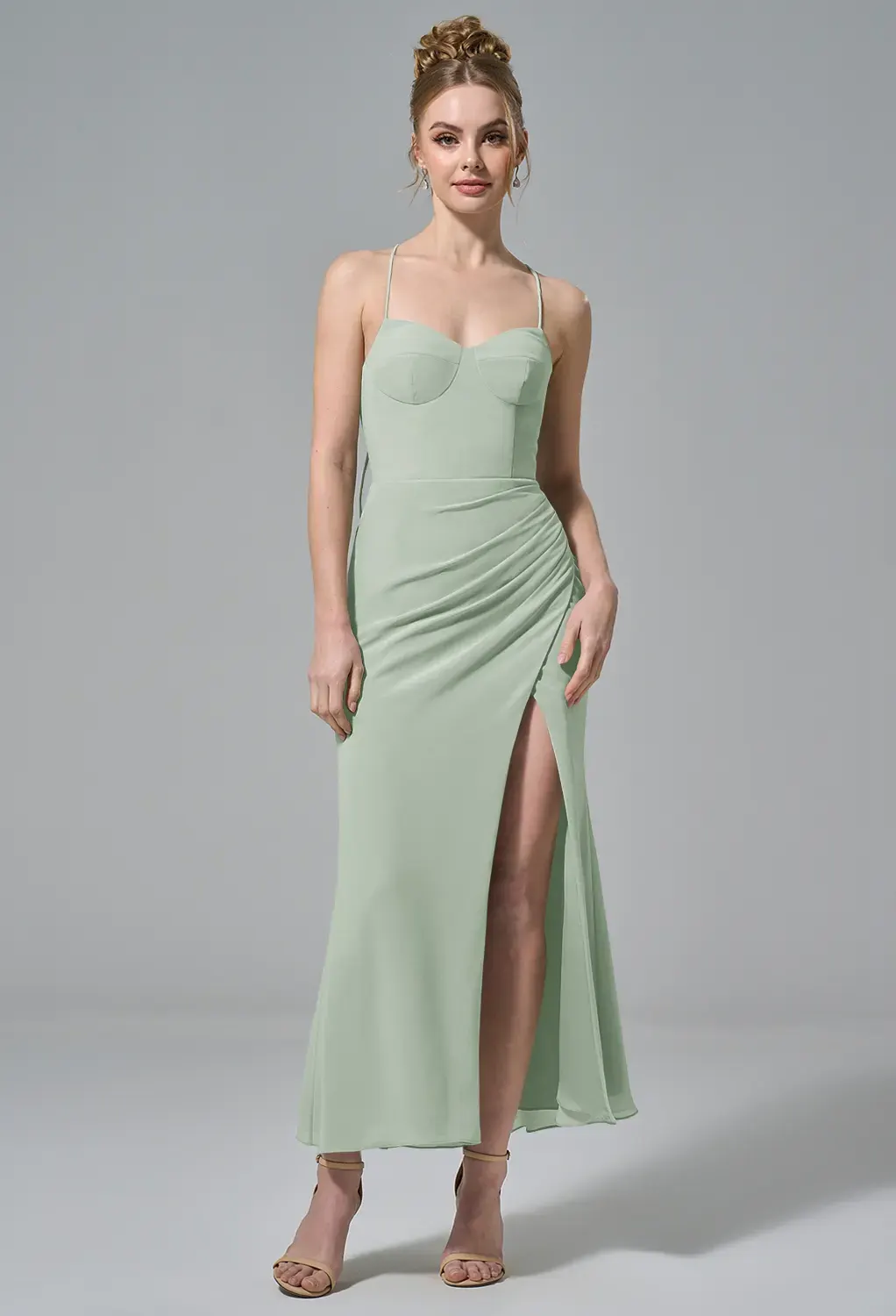 slim fit dress slacks Emerald Green Long Sleeve Silver Jeweled Wedding Guest Dress – Rosies Closet main image 0