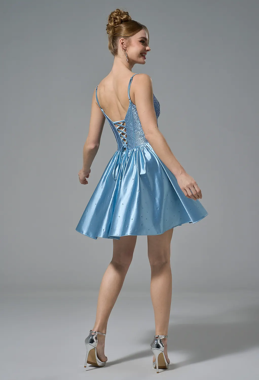 sachin and babi light blue dress Sparkly Blue Homecoming Dress Glitter Short Prom Dress With Pocket DTH106 –  DressTok.co.uk main image 0