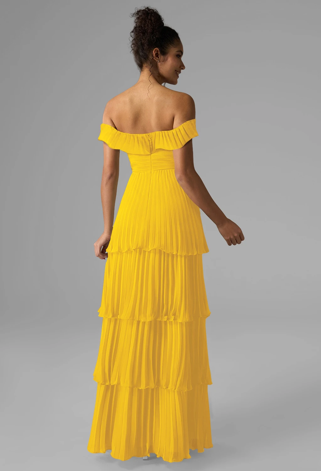 one shoulder mesh bridesmaid dress Heidi Mustard Yellow Midi Dress main image 0