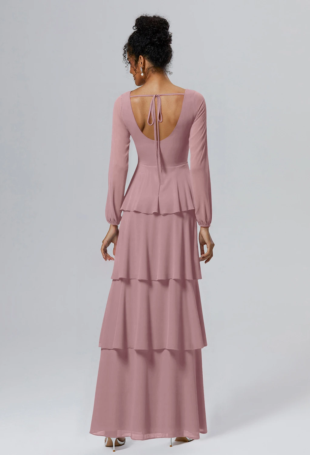 mauve bridesmaid dresses uk Caroline Vintage Mauve Laced Deatail Shoulder Caps Bridesmaids Dress