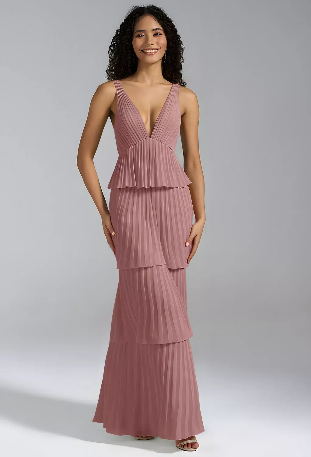 sachin and babi light blue dress Dusty Rose Bridesmaid Dresses