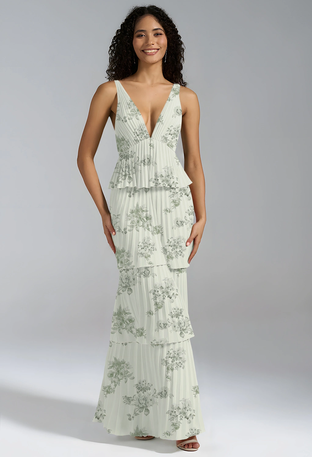 Pistachio Green Penoy, Green Floral Bridesmaid Dresses | AW.Bridal UK