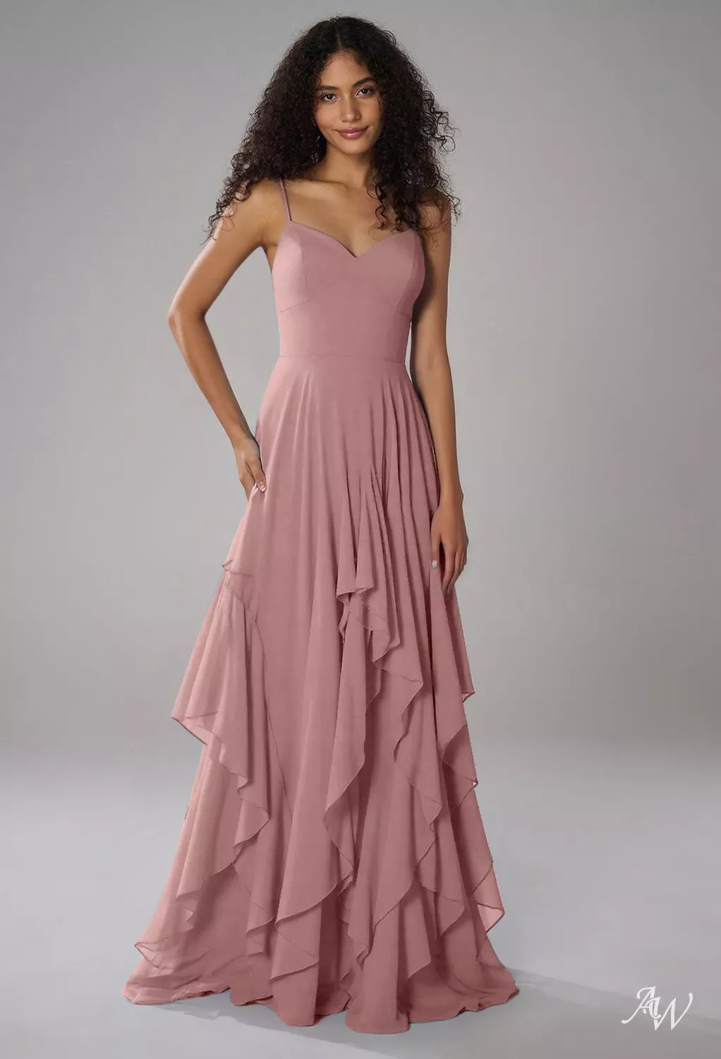 dusty rose pink formal dresses Dusty Rose Pink Long Formal Dress with Sheer Sleeves– PromGirl main image 1