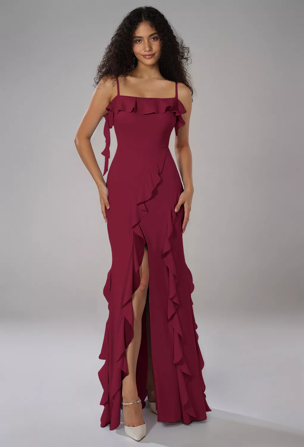 blue dress for baby girl V-Neck Chiffon Wedding Guest Dress adorned with Waist Applique main image 1