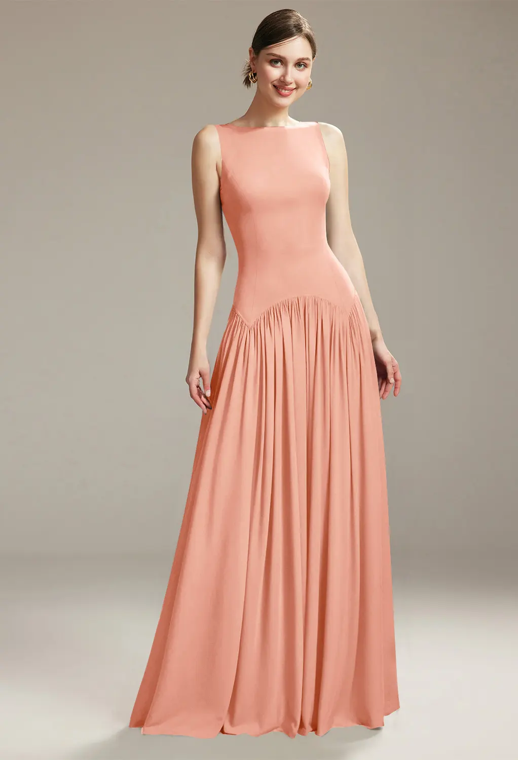 peach coloured bridesmaid dresses uk Pink Sleeveless Floor Length Mismatched Bridesmaid Dresses, Dress E main image 0