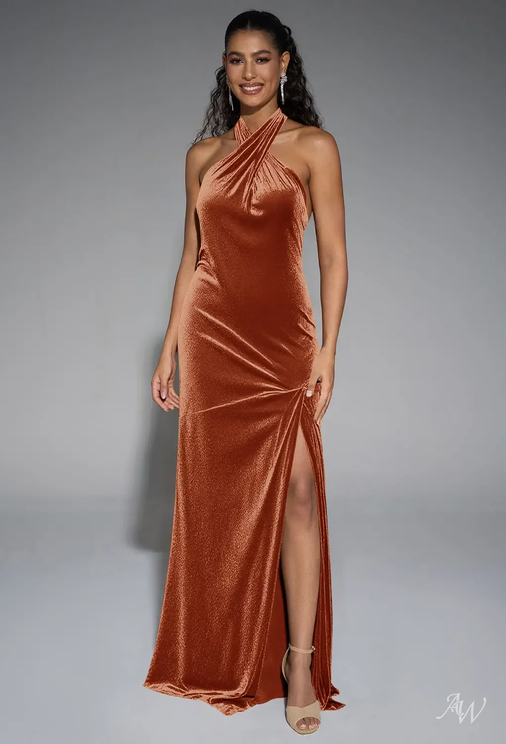 open lace back dress Aria Collared Jersey Dress-Burnt Orange