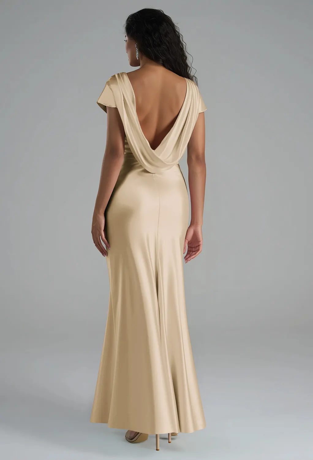 green emerald velvet dress Halter Neck Satin Bridesmaid Dress main image 0