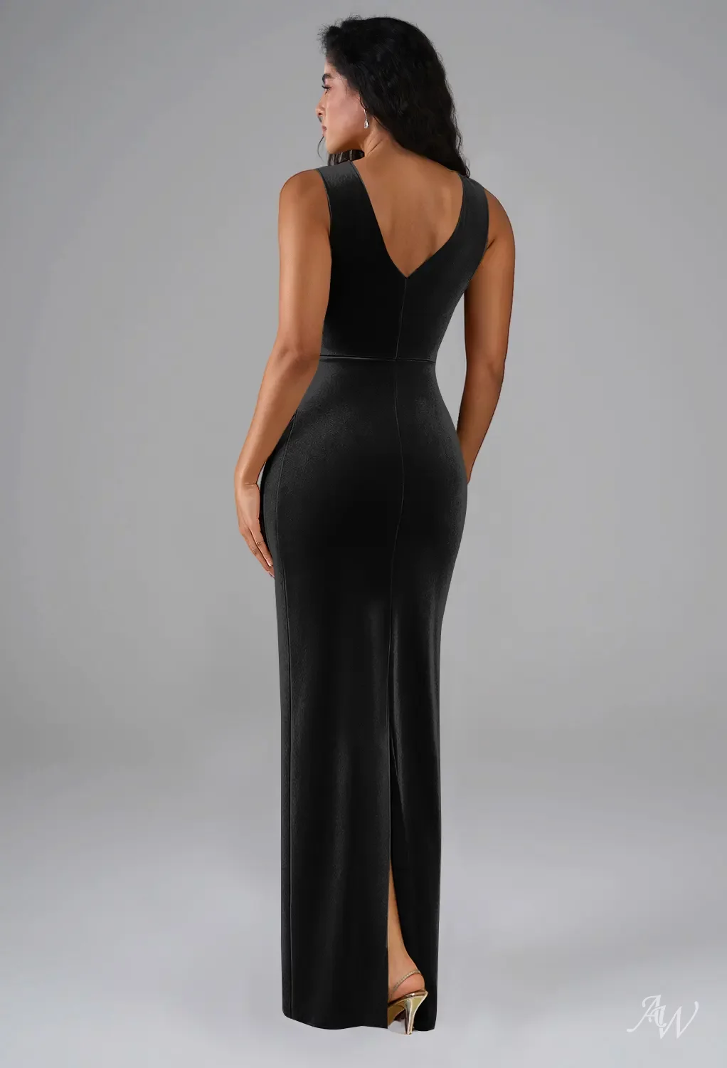 gold backless bridesmaid dresses Sheath/Column Off-the-Shoulder Backless Floor-Length Long Bridesmaid D –  Lavetir UK main image 0