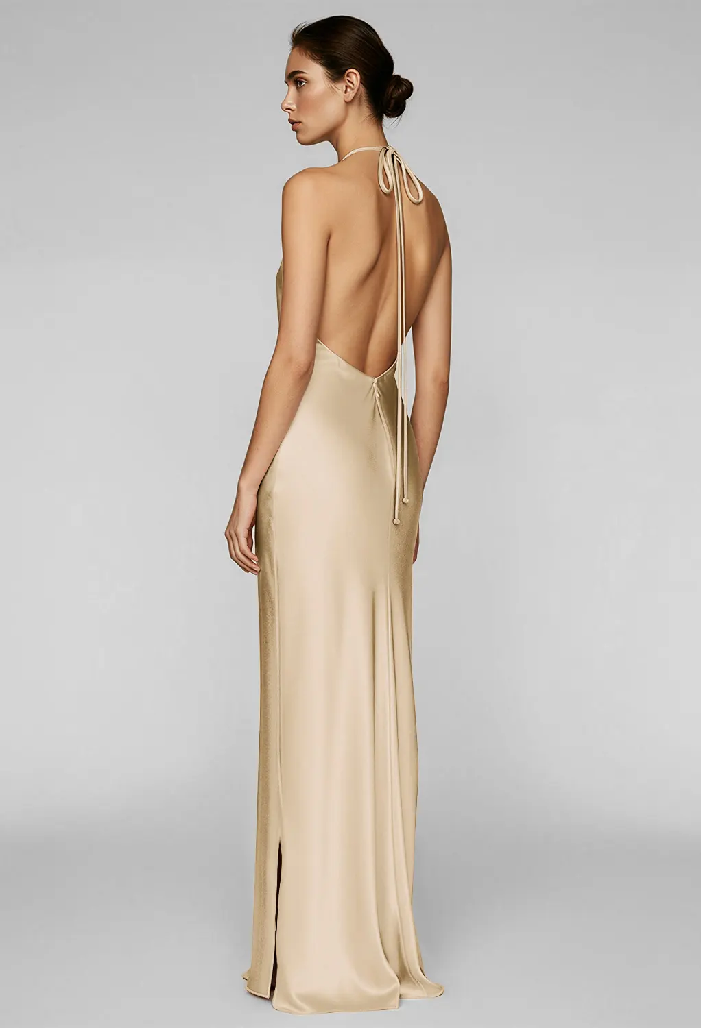 champagne bridesmaids dresses uk BABARONI Tulle Champagne Bridesmaid Dresses A-line V-neck Sleeveless  Floor-length With Slit  BABARONI UK
